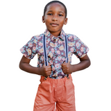 Boy's Floral and Peach Shorts Suit Set