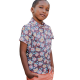 Boy's Floral and Peach Shorts Suit Set