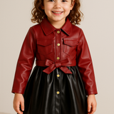 Girls Leather Flare Skirt